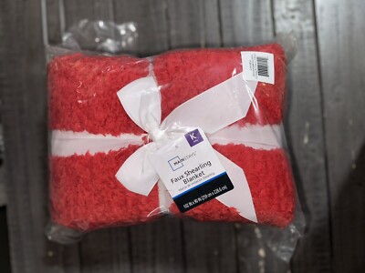 Mainstays Faux Shearling Blanket, Dk. Red, King 102