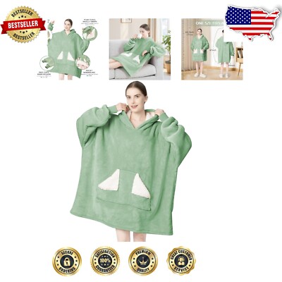 Luxury Wearable Blanket Sweatshirt - Soft Sherpa Fabric with Sleeves and Pocket-image