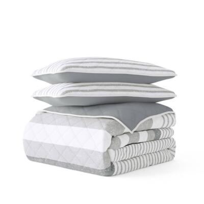 Becky Cameron Bedding Sets King/Cal King Microfiber Polyester Striped Light Gray-image