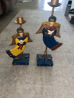Winter Winds Folk Arts Art Angel Candleholder Set Of 2 Midwest Canon Falls-image