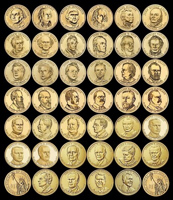 A COMPLETE Presidential Dollar Full Set of 40 Brilliant Uncirculated Coins-image