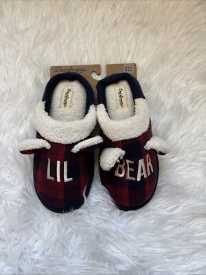 Dearfoams Cozy Comfort Slippers Lil Bear Small 5-6 Great Used Condition-image