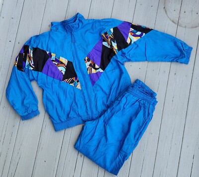 Vintage Bocoo Power Walker Wind Suit Track Jacket Pants Womens Sz Large Vtg 90s-image