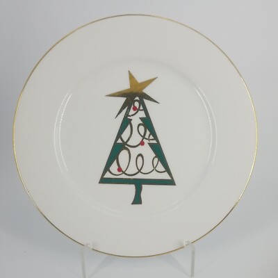 Pier 1 Imports Christmas Holiday Tree Green Red Dessert Plates -image