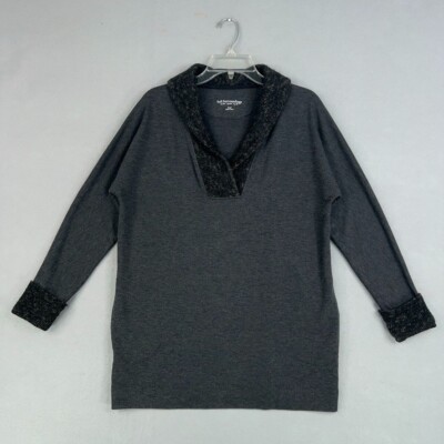 Soft Surroundings Sweater Womens Small Gray Tunic Pockets Oversized Comfy Cozy-image