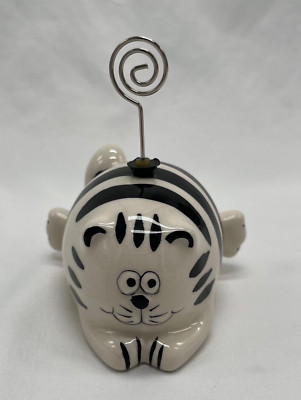 Pier 1 One Imports Laying Cat Folk Art Photo Picture Recipe Card Note Holder-image