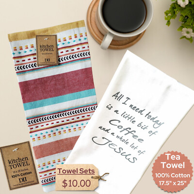 NEW Christian, Coffee-Themed Kitchen Towel Set (2) Unique Gift - FREE Shipping!-image