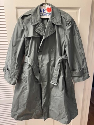 Vintage USA Military Quarpel AG 274 Trench Coat Rain Belt Green Men's 42 Short-image