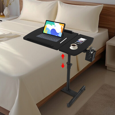 Laptop Desk Angle Height Adjustable Rolling Cart Over Bed Hospital Table Stand-image
