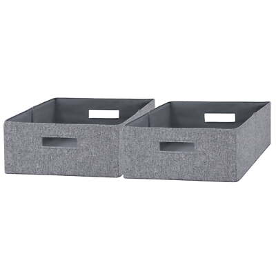 Better Homes & Gardens Half-Size Fabric Storage Bin, 2 Pack, Gray-image