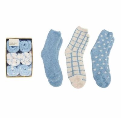 Cozy Socks Soft Socks Comfy Socks Summer & Rose Aspen 3-PAIR Bundle - Blue-image