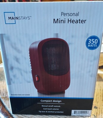 Mainstays Personal Mini Heater 350 watts red-image