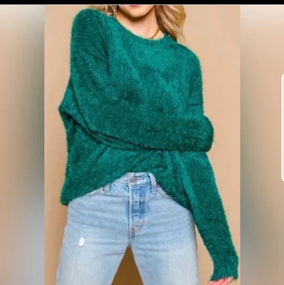 Show Me Your Mumu Feel Good Soft Knit Oversized Cozy Emerald Green Women's Sz L-image