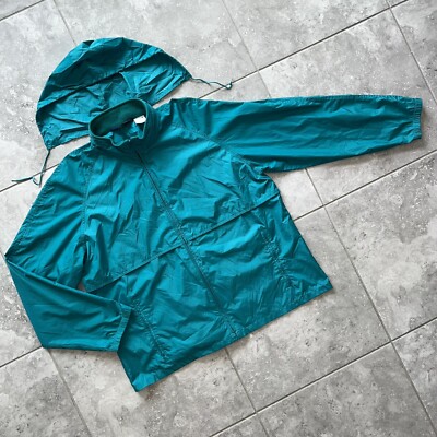 Woolrich VTG 90s Full Zip Hooded Windbreaker Nylon Jacket Green Retro y2k Mens L-image