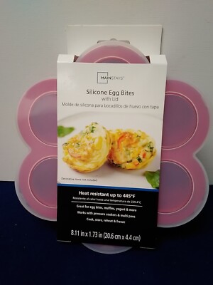 Mainstays Silicone Egg Bites with Lid Red with Clear Lid Holds 7 Eggs-image