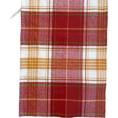 Pier 1 Red/Yellow / White Plaid Long Table Runner 13 1/2” X 68” Cotton Autumn-image