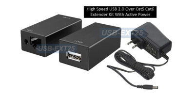 Premium USB 2.0 Active Extender Repeater Over RJ45 Cat5E Cat6 With DC 5V Power-image