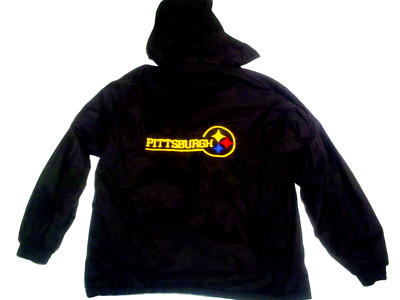 Vintage Roochi Pittsburgh Steelers Hooded Wind Breaker/Rain Jacket Made in Malta-image