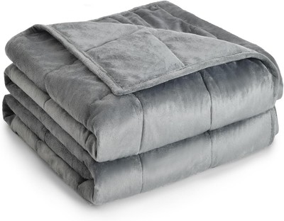 15lbs Twin Size Weighted Blanket - Cozy Dark Grey Faux Velvet for Deep Sleep-image