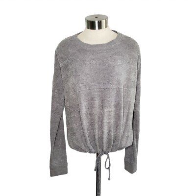 Three Dots Super Soft Cozy Gray Pullover Sweater Women's M Drawstring Waist -image