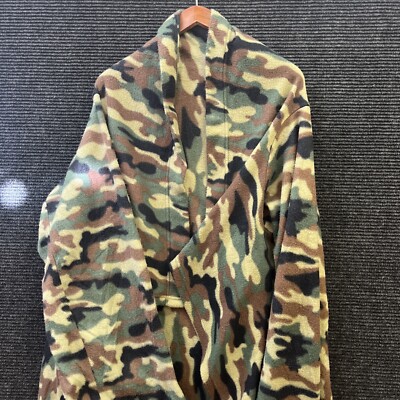 🔥Snuggie Camo Print Adult Size Green Camouflage Fleece Blanket Sleeves Pockets-image