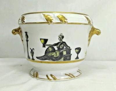 Vintage Porcelain Small Planter Greek Woman Design Japan By Charles Sadek Co.-image