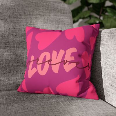 Love Heart Faux Suede Pillowcase, Cozy Home Decor, Valentine Gift, Modern-image