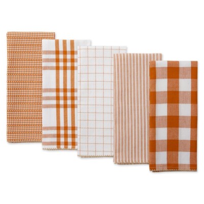 Design Imports Farmhouse Woven Kitchen Towel 5-pack NWT-image