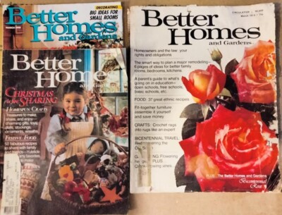 Lot of 3 Vintage Better Homes & Gardens magazines 1976, 82 & 90 good condition-image