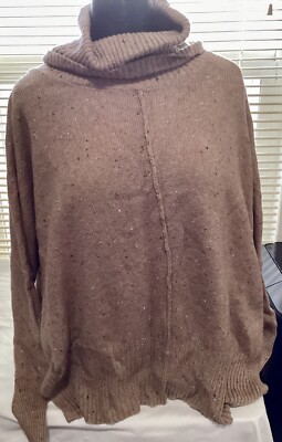 Jessica Simpson Sweater Women S Gold Cowl Neck Long Sleeve Side Slits-image