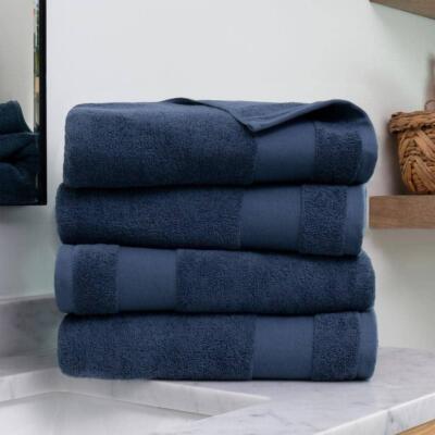 Becky Cameron Bath Towels Luxurious 4-Piece Ultra Soft Solid Cotton Navy Blue-image