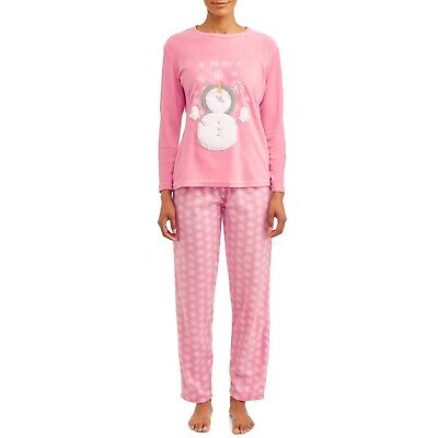 Cozy Critters Women's Super Plush Pajama Set w Embroidered Character, Pink, M-image