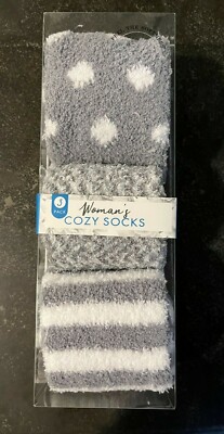 Woman’s Women’s Cozy Socks 3-Pack, Gray, Ultimate Warmth & Comfort, NEW-image