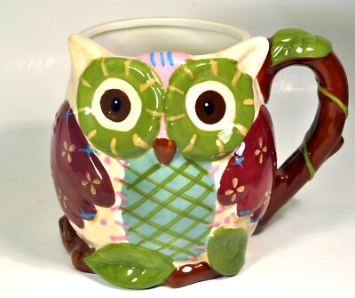 Olli The Owl Pier1 Imports 3d Hand Painted Jumbo 24oz. Decorative Coffee Mug Cup-image