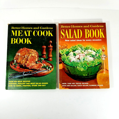 Lot Of 2 Better Homes and Garden Cookbooks Meat, Salads Hardcovers 1969        -image
