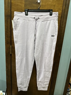 DKNY Ladies Plush Cotton Warm Cozy Fleece Draw String Jogger Large Lavender-image