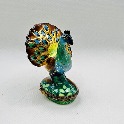 Stunning PEACOCK ~ Limoges Box ~ Trinket Box ~ Limoges Imports-image
