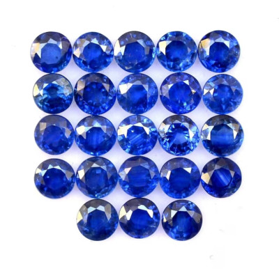 25 Pcs Natural Blue Sapphire Round Cut 6x4 mm Loose Gemstone IDGL Certified Z658-image