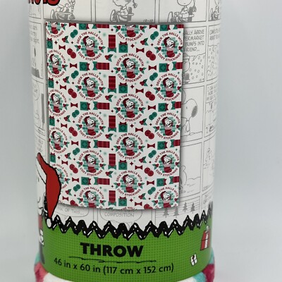 Peanuts Snoopy Deck The Halls With Cozy Stockings Christmas Throw 46x60 New-image