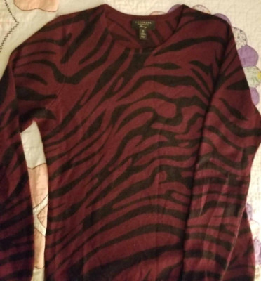 Med Cashmere Cardigan Sweater Women'sCharter Club Animal Print Soft Cozy Comfort-image