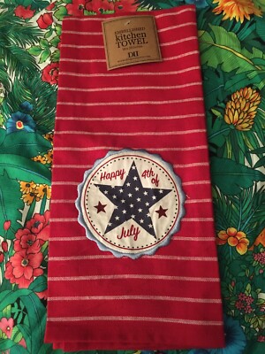 Designed Imports Embellished Kitchen Towel Happy 4th of July NWT-image