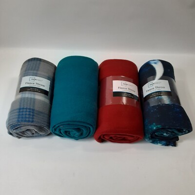 New Mainstays Fleece Throw Blankets - Lot of 4 - 50