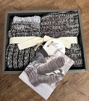 Demdaco Mens Cozy Knit Socks-Espresso      One Size-image