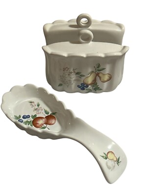 Jay Import Co Napkin Holder And Matching Spoon Rest With Fruit Design -image