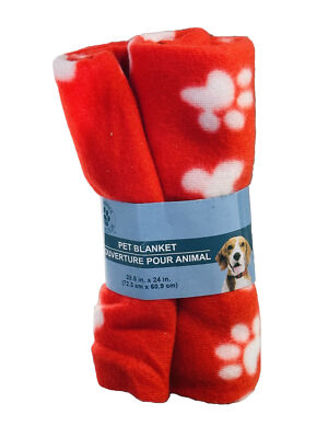 GKK Red Paw Fleece Throw Blanket, Standard Throw 28.5IncX24Inc-Dog/Cat-image
