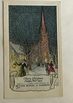 Vintage Christmas New Year Better Homes & Gardens Litho Emboss Postcard B5-image
