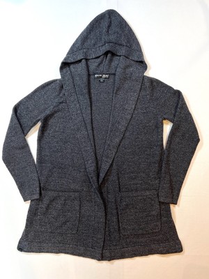Barefoot Dreams Cozychic Lite Knit Hooded Open Front Cardigan Dark Gray Size Sm-image