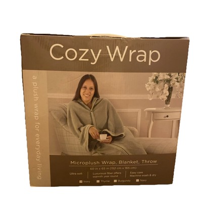 Cozy Wrap Microplush Wrap Blanket Throw Ultra Soft  60x65 ~ Ivory-image