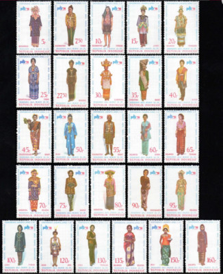 Indonesia 1974, Traditional province Costumes, MNH.  GREAT, RARE, COMPLETE SET!!-image