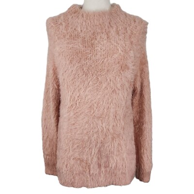 Soft Surroundings Small SWEET Pink Blush Fuzzy Soft Mock Neck Sweater-image